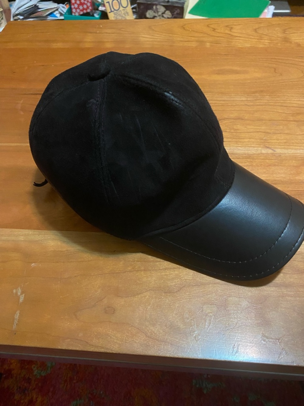 Black Suede and Leather Hat